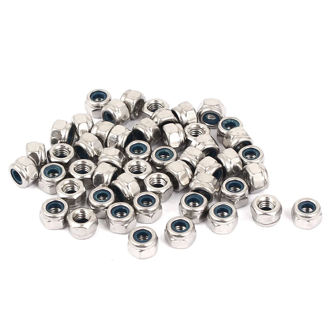 M3 304 Stainless Steel Self-Locking Nylon Insert Hex Lock Nuts 50pcs