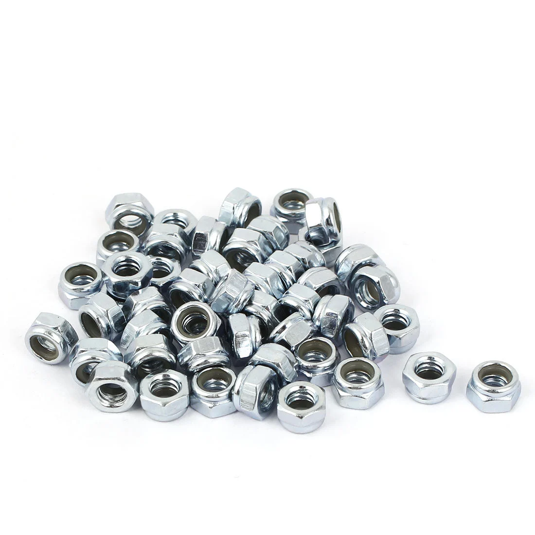 3/16"-24 Hex Lock Nuts Carbon Steel Nylon Insert Self-Lock Nuts, 50Pcs Silver