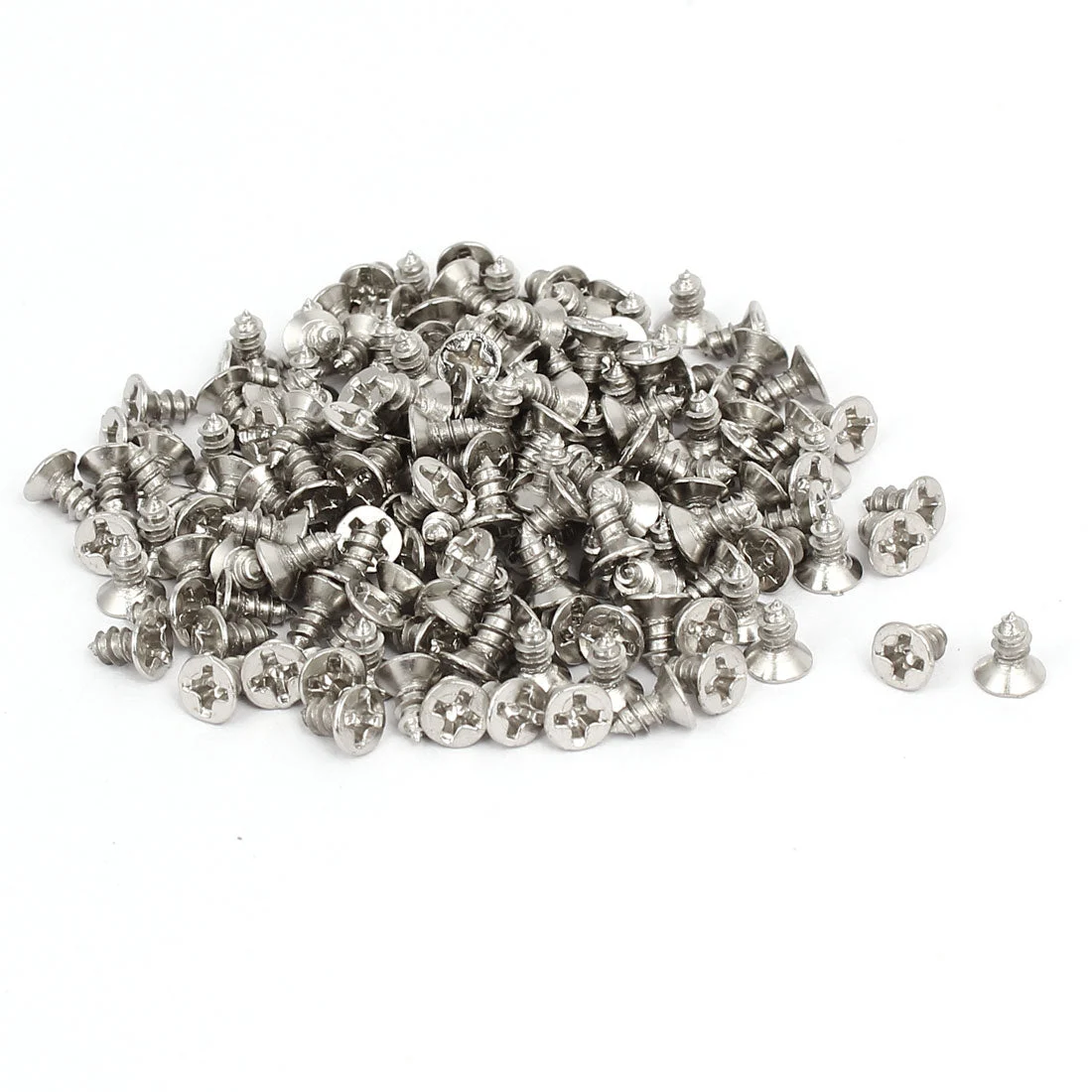 M3 x 6mm Phillips Flat Head Self Tapping Screws Silver Tone 200pcs