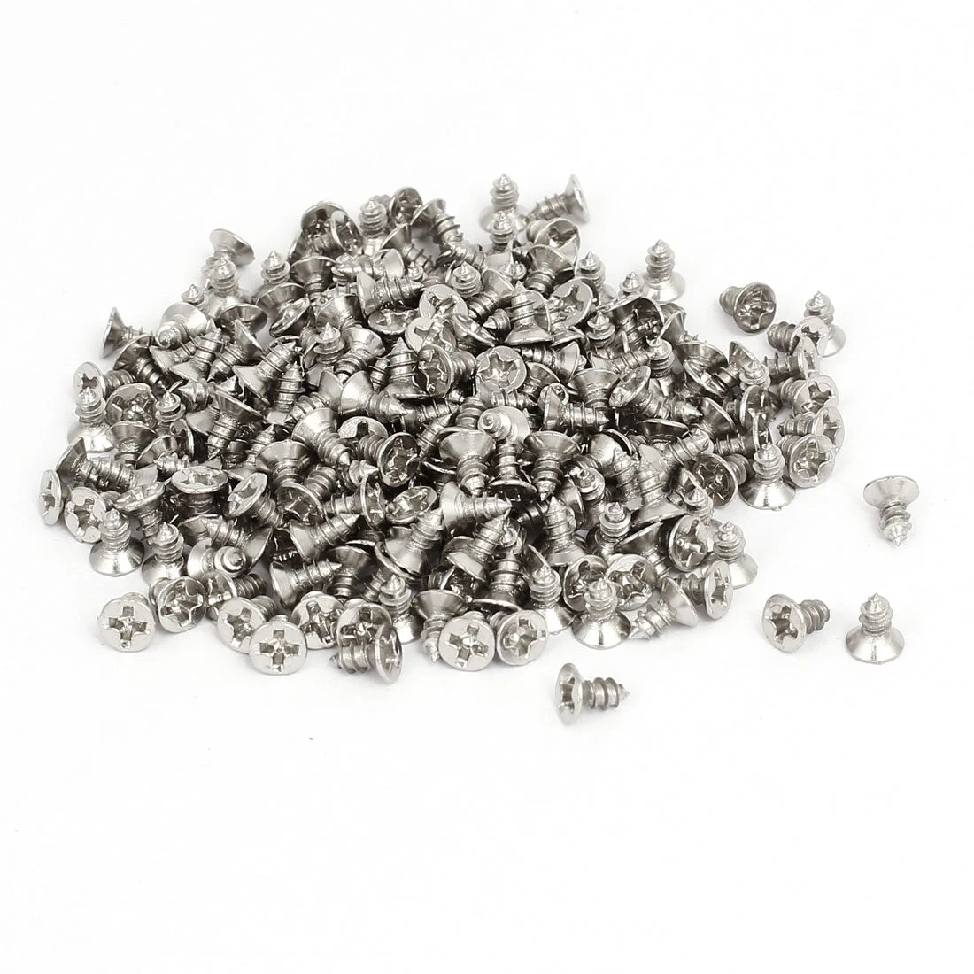 M3 x 6mm Phillips Flat Head Self Tapping Screws Silver Tone 260pcs