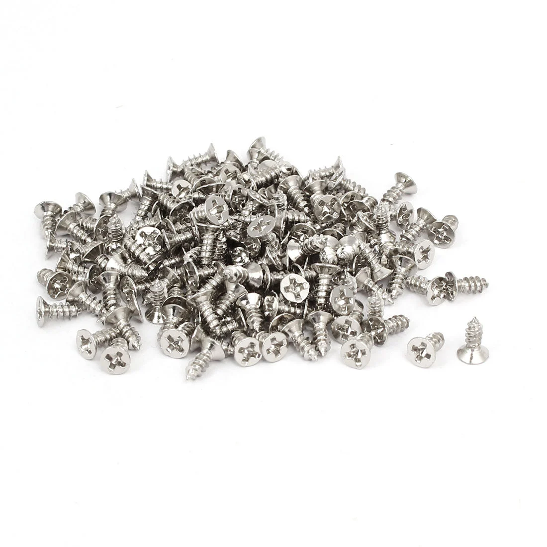M3 x 8mm Phillips Flat Head Self Tapping Screws Silver Tone 200pcs