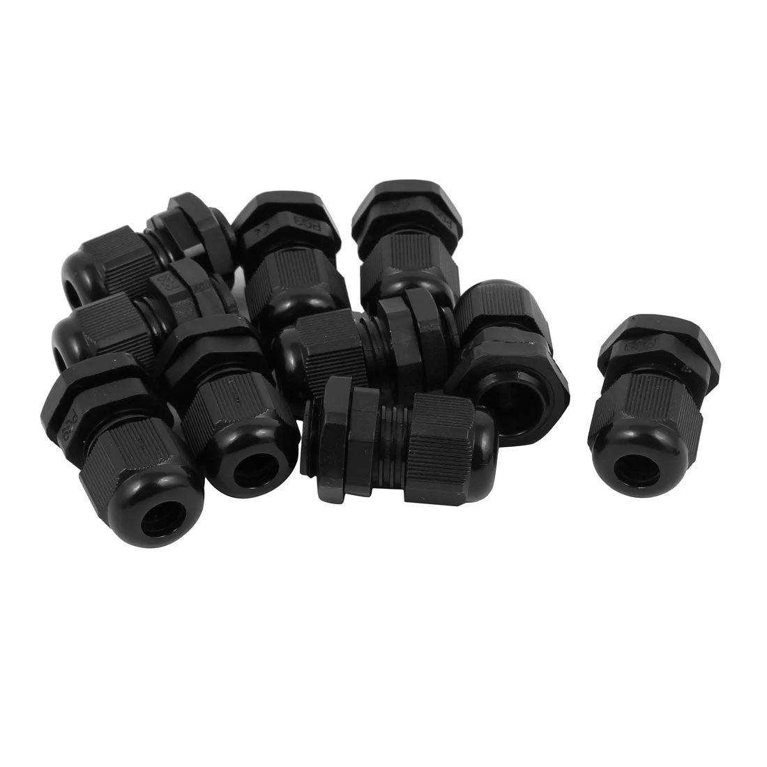 PG9 Waterproof IP68 Safety Nylon Cable Gland Connector Joints Black 10pcs