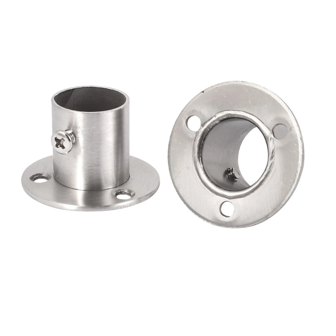 Wardrobe Stainless Steel Hanging Rail End Support Bracket 2pcs for 22mm Dia Tube