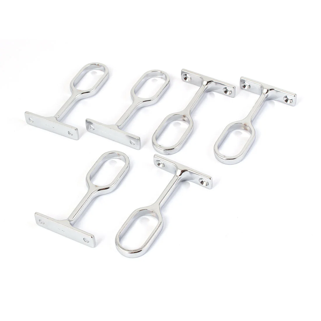 Clothes Closet Rod Flange Holder Support Bracket 6PCS for 30mm x 16mm Oval Pipe