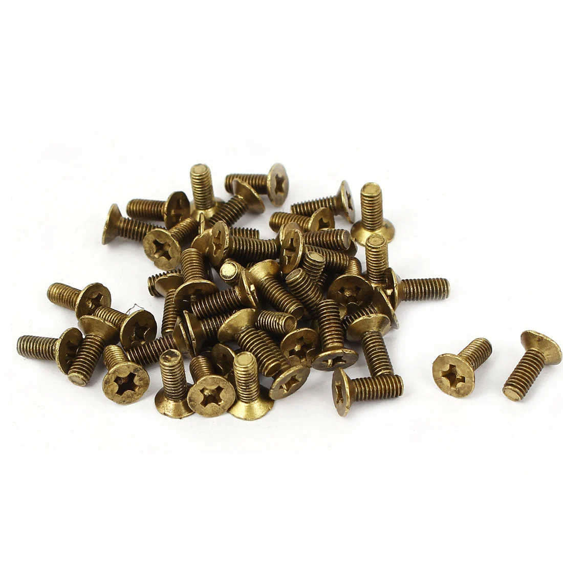 M3-0.5mmx6.4mm Metric Phillips Drive Countersunk Screws Brass Tone 50 Pcs