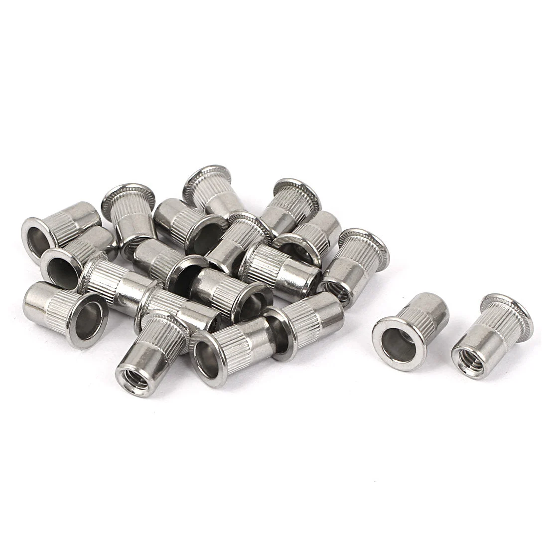 M6 Stainless Steel Flat Head Rivet Nut Insert Silver Tone 20pcs