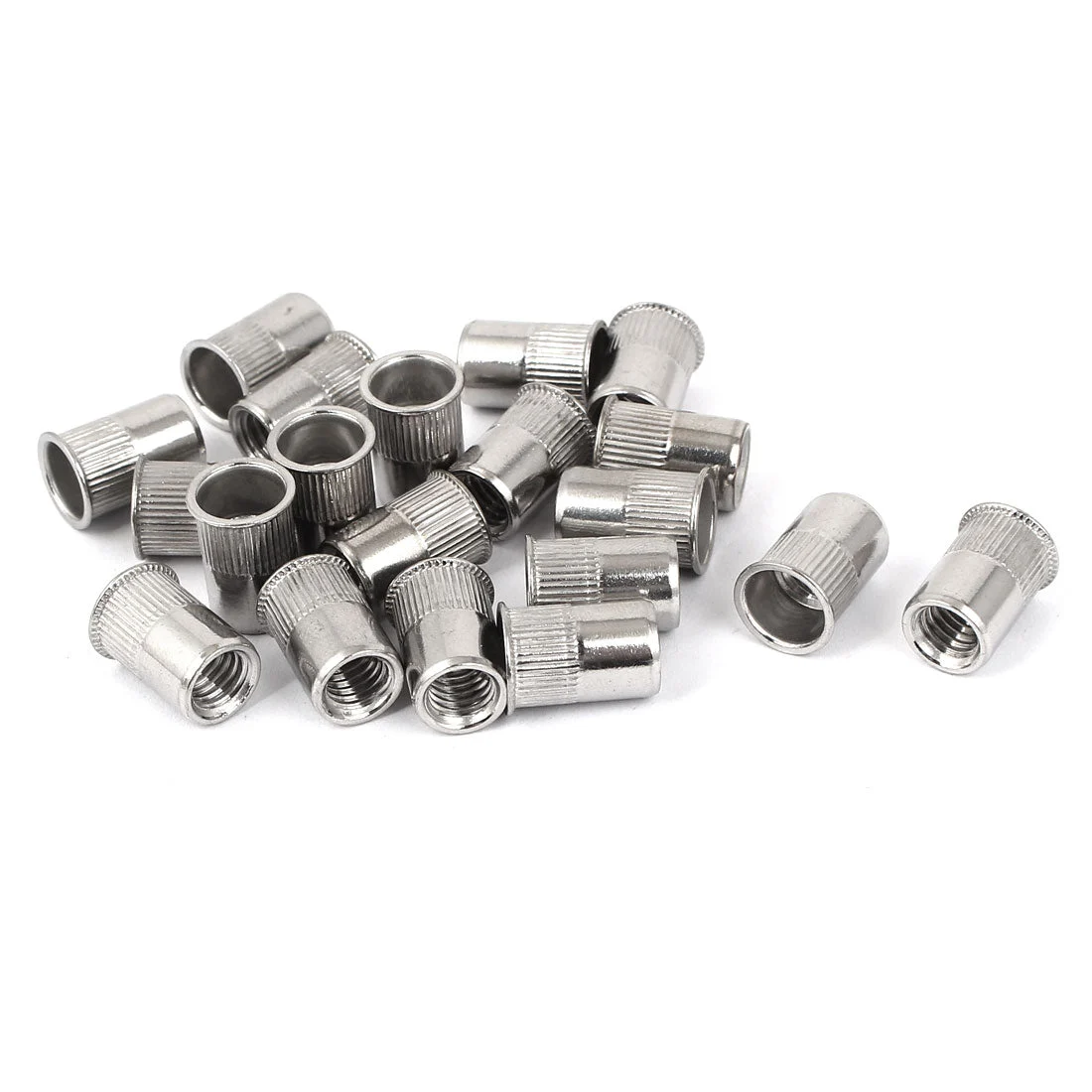 M8 Stainless Steel Flat Head Rivet Nut Insert Nutsert Silver Tone 20pcs