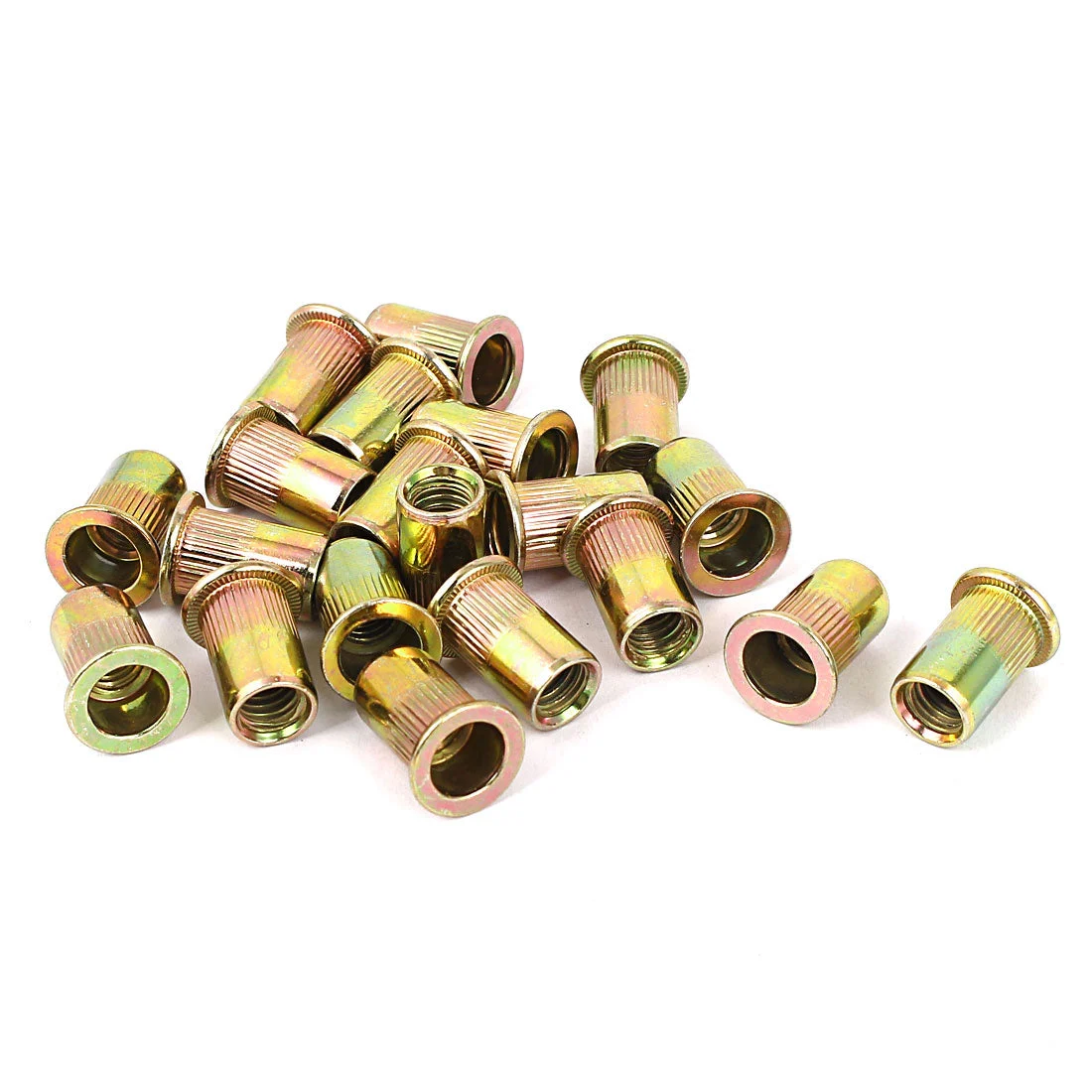 5/16"-18 Flat Head Rivet Nut Insert Gold Tone 20pcs