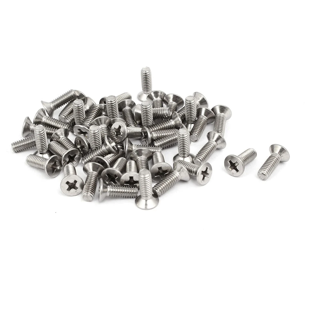 4mmx12mm Stainless Steel Phillips Drive Flat Head Fully Thread Screws 50pcs