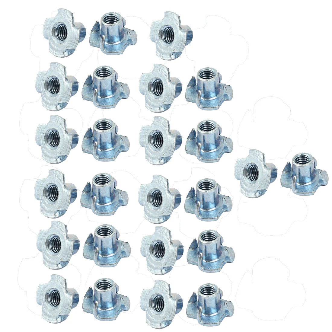 M6 Carbon Steel 4 Pronged Tee Nut T-Nut for Table Legs Rock Climbing Wall Woodwork Holds Wood Cabinetry 25 Pcs