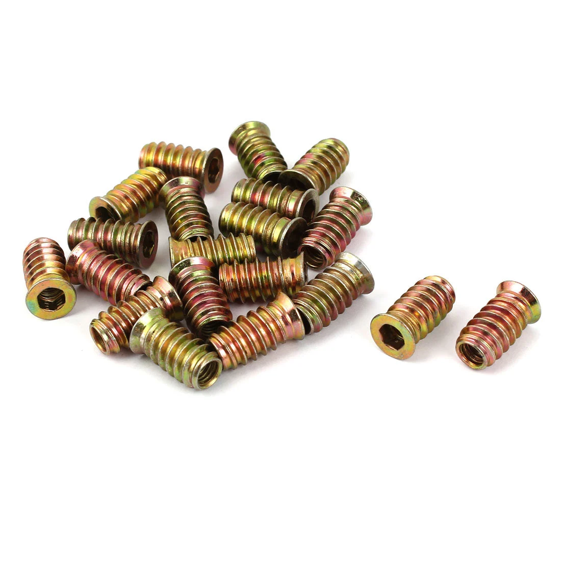 M6 x 20mm Furniture Fixing Type Hex Key E-Nut Wood Insert Interface Screws Nuts 20pcs