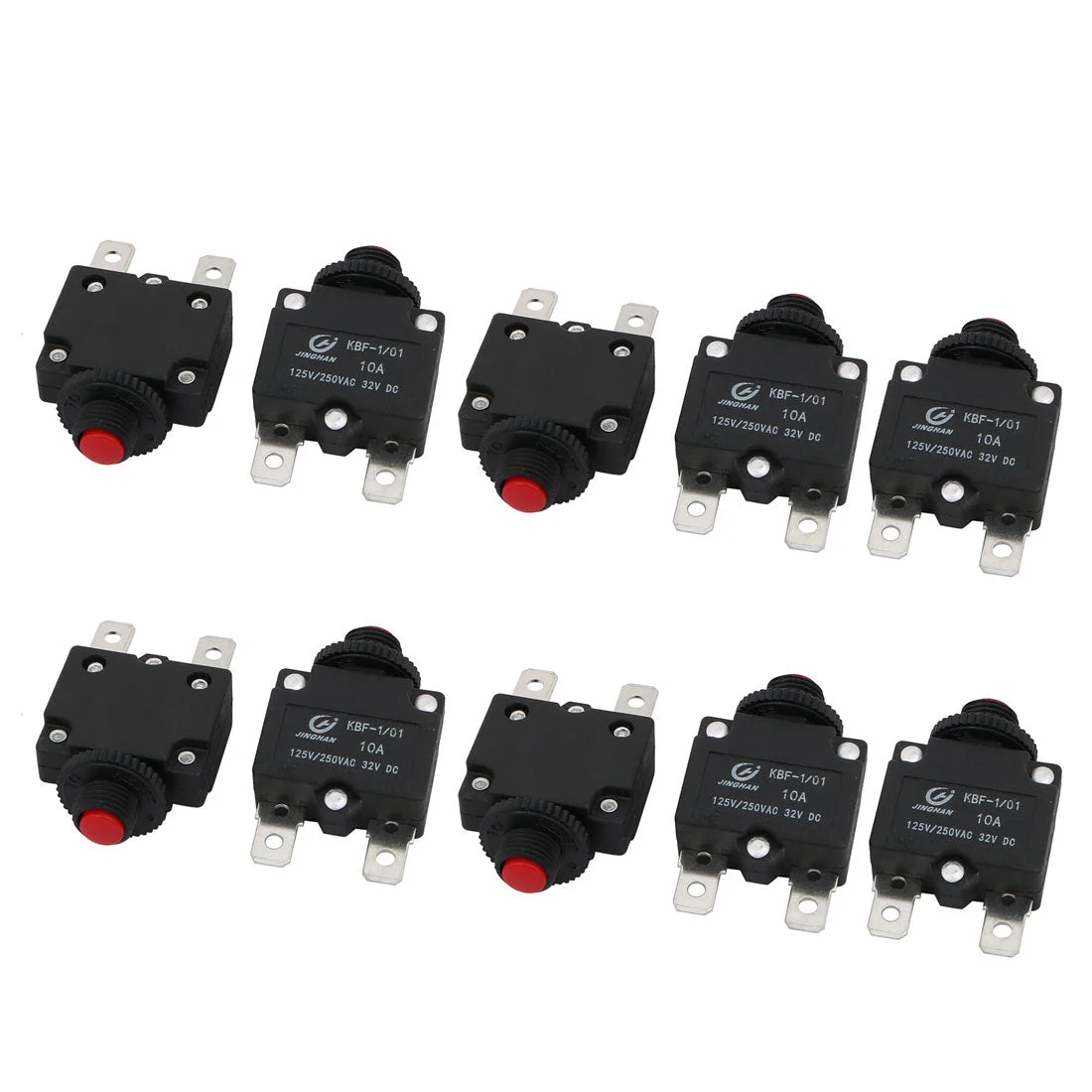 10pcs AC250V/125V 10A Circuit Breaker Current Overload Protector Switch Red Button