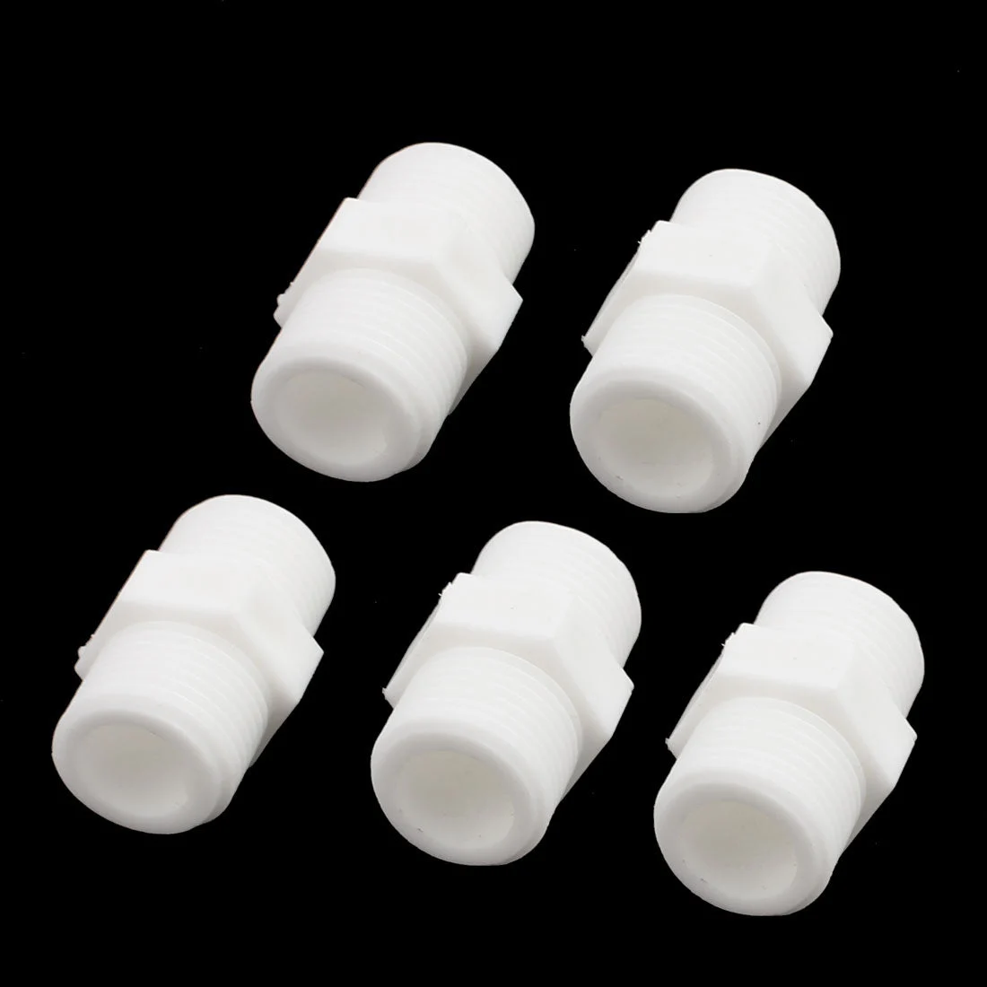 5pcs 1/2" to 1/2" Male Thread PVC-U Pipe Fitting Hex Nipple Straight Couplers
