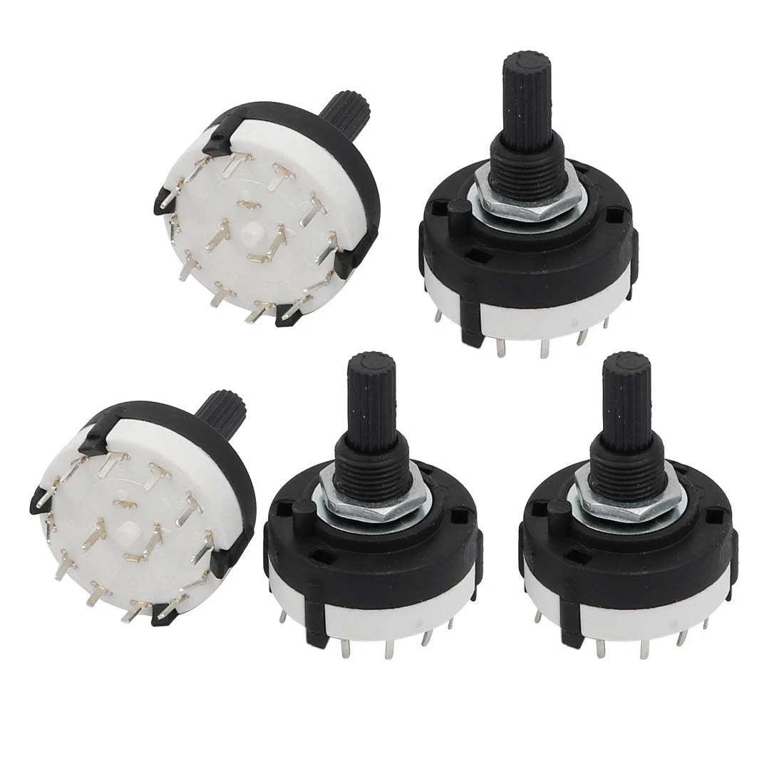 5PCS 2 Pole 6 Throw 12 Positions 6mm Shaft Diameter Rotary Selector Switch
