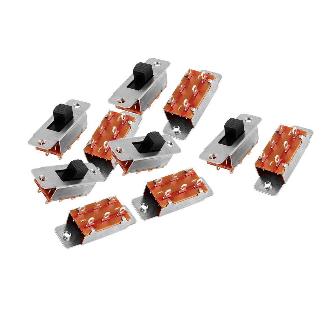 Uxcell 10 Pcs 250VAC 3A 125VAC 6A 6 Terminal 2 Position DPDT On/OFF Mini Slide Switch