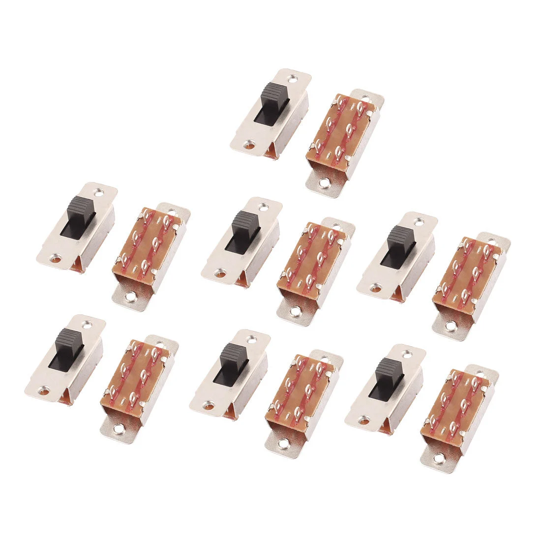 Uxcell 14 Pcs 250VAC 3A 125VAC 6A 6 Terminal 2 Position DPDT On/OFF Mini Slide Switch