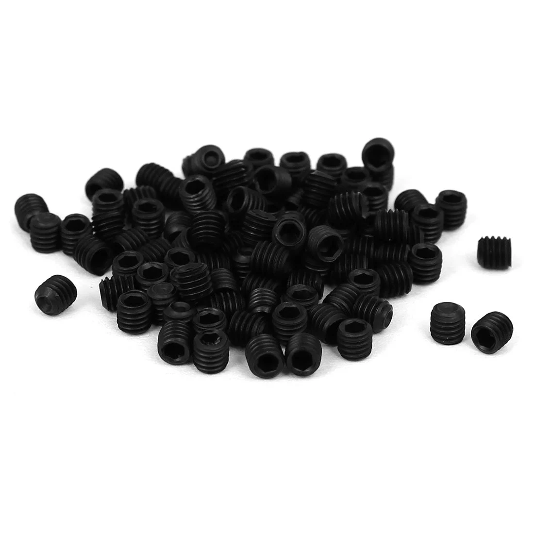 DIN916 M3x3mm Metal Grade 10.9 Hex Socket Set Screw Bolt Fastener Black 100pcs