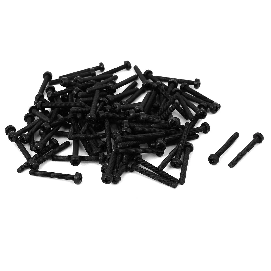 M3x25mm Phillips Round Head Nylon Machine Screw Bolt Fastener Black 100pcs