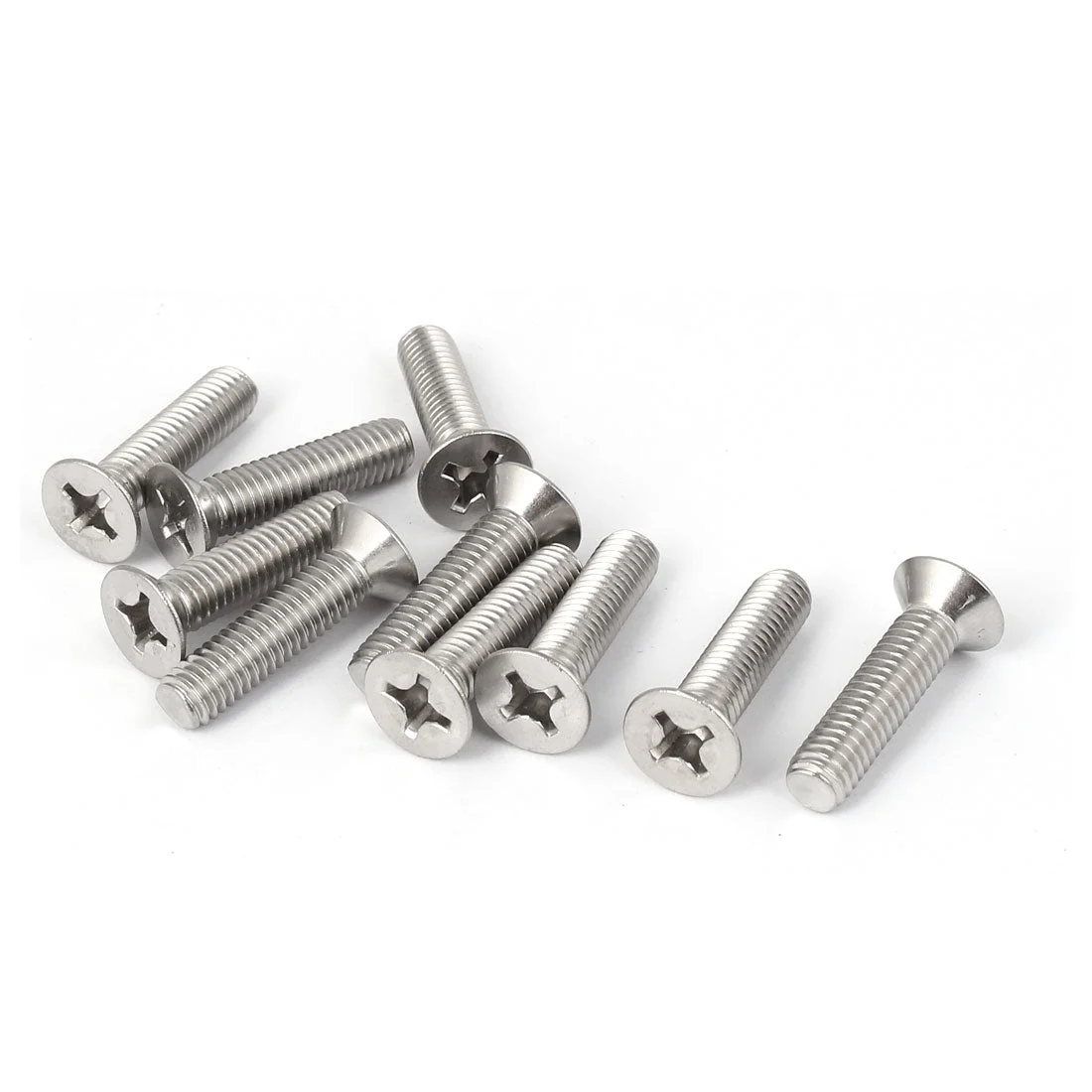 10 Pc M6x25mm 316 Stainless Steel Flat Head Phillips Machine Screws Fasteners