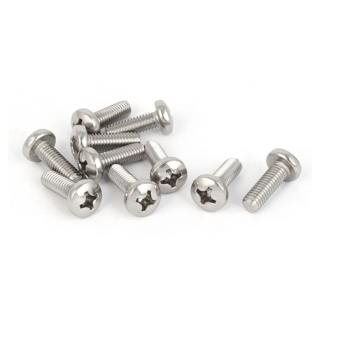10Pcs M6x18mm 316 Stainless Steel Phillips Pan Head Machine Screws Silver Tone