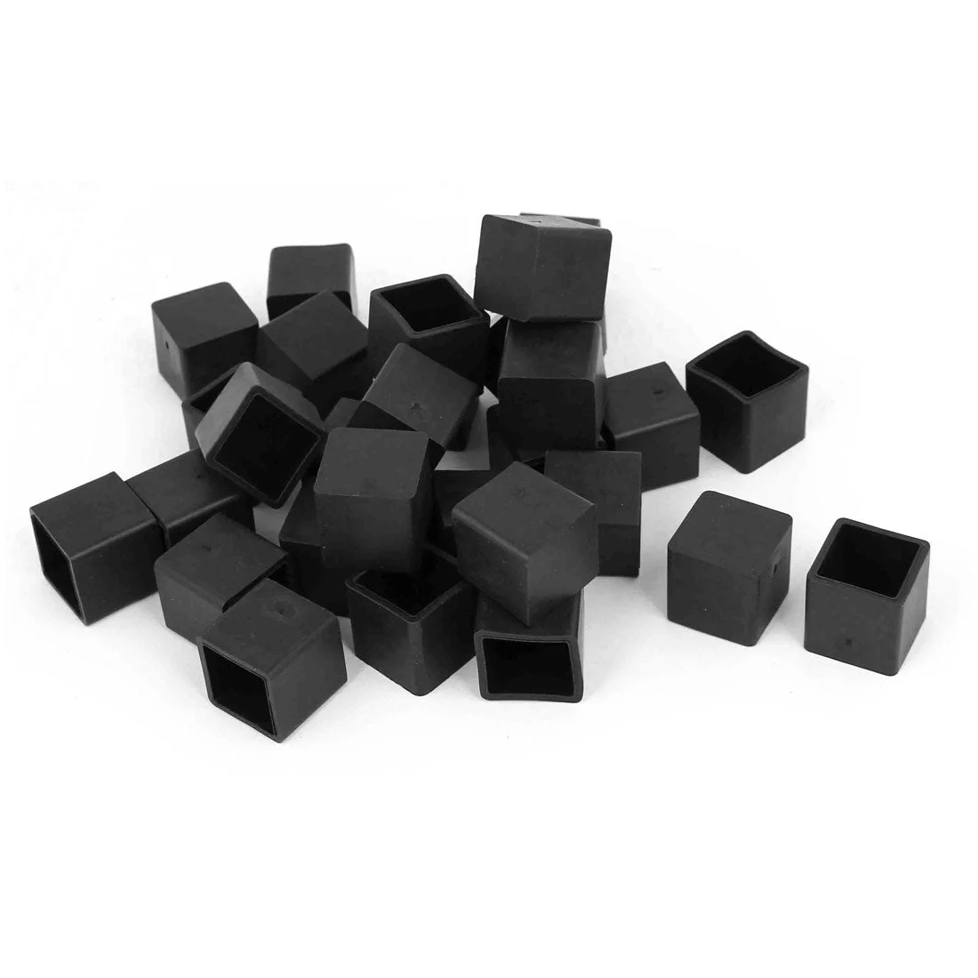20mm x 20mm Rubber Square Shaped Furniture Foot Cover Protector Pad Black 30pcs