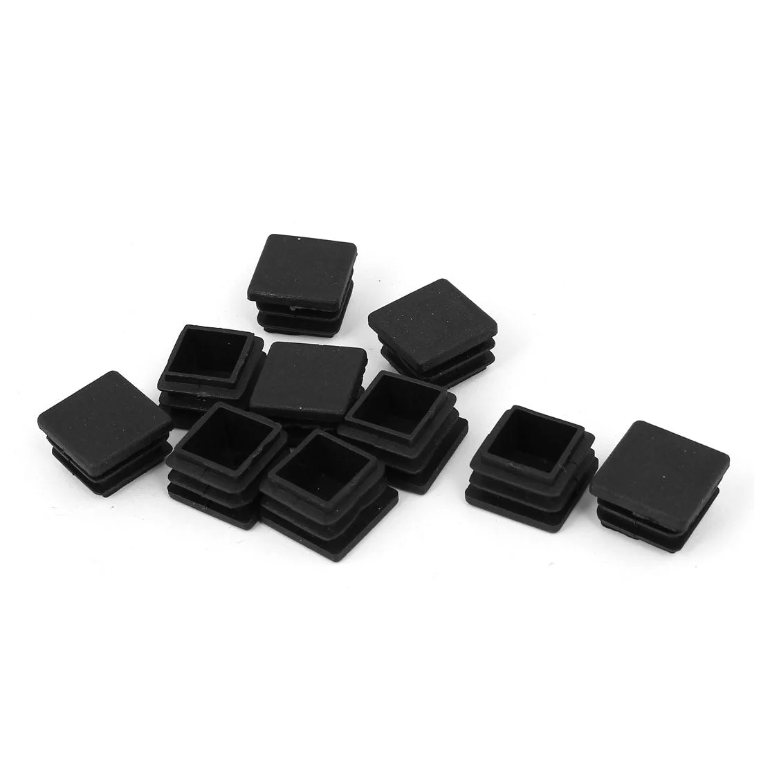 20mm x 20mm Plastic Square Shaped Blanking End Cap Tube Insert Black 10pcs