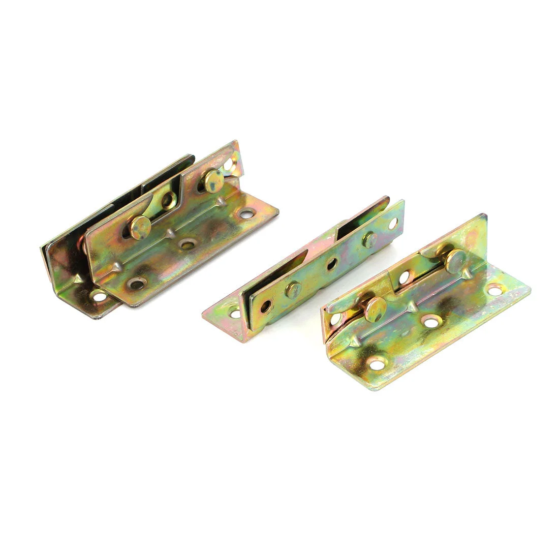 Uxcell Furniture Wood Bed Fitting Yellow Zinc Plated Snap Connectors Rail Bracket 2Pairs
