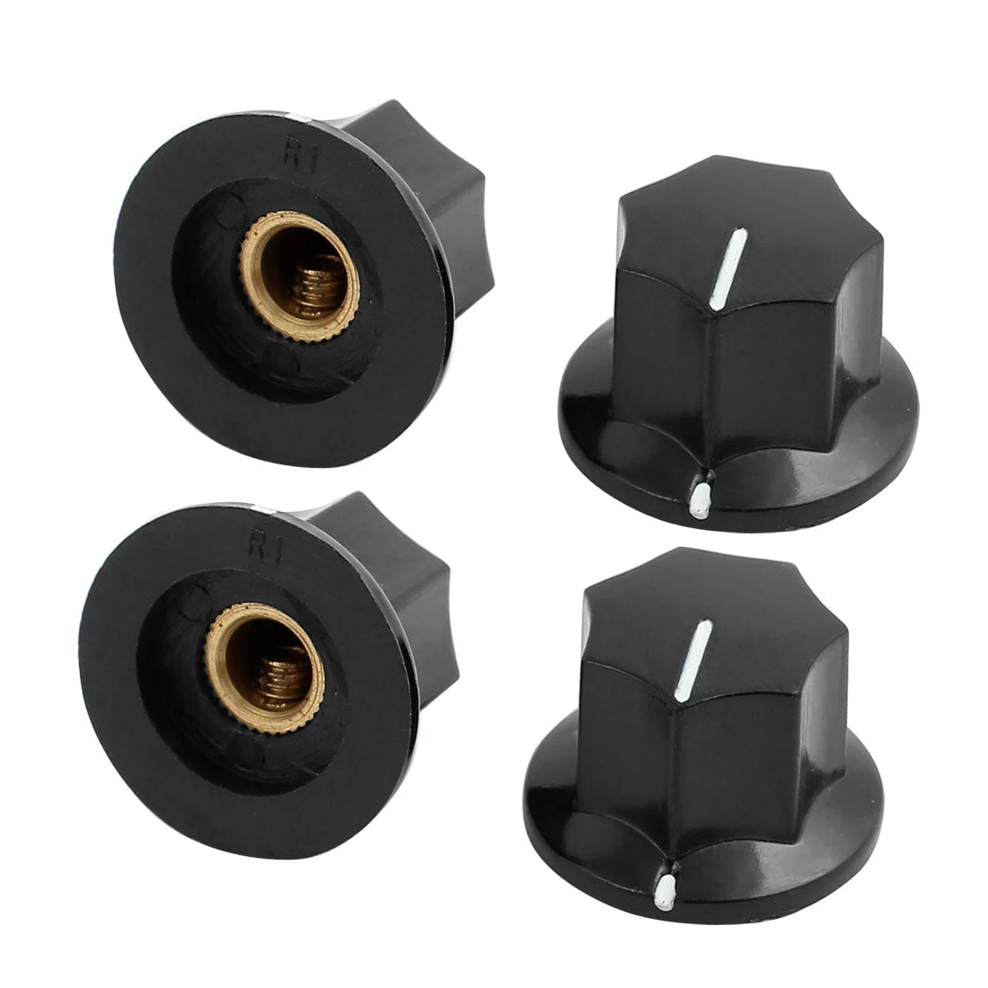 4Pcs 6mm Knurled Shaft Plastic Nonslip Potentiometer Control Rotary Knob Cap