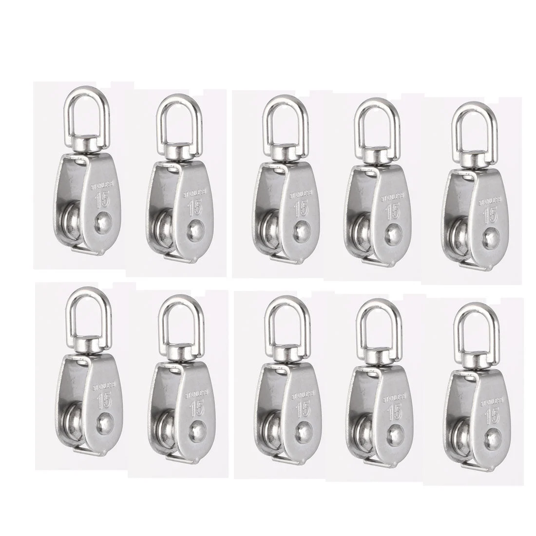 M15 Lifting Crane Swivel Hook Single Pulley Block Hanging Wire Towing Wheel 10pcs