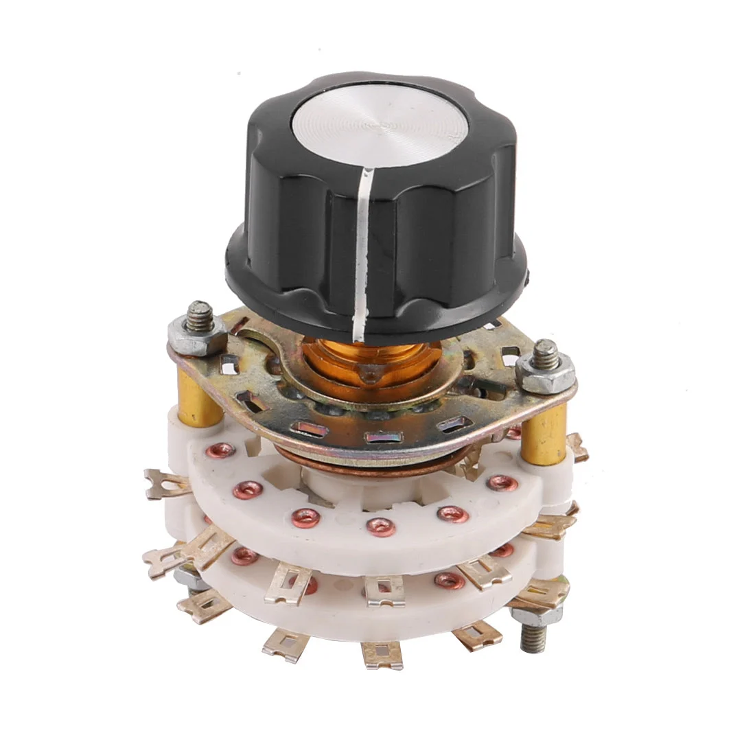 2 Pole 6 Position Dual Decks 14 Terminal Band Channel Rotary Switch w Round Cap