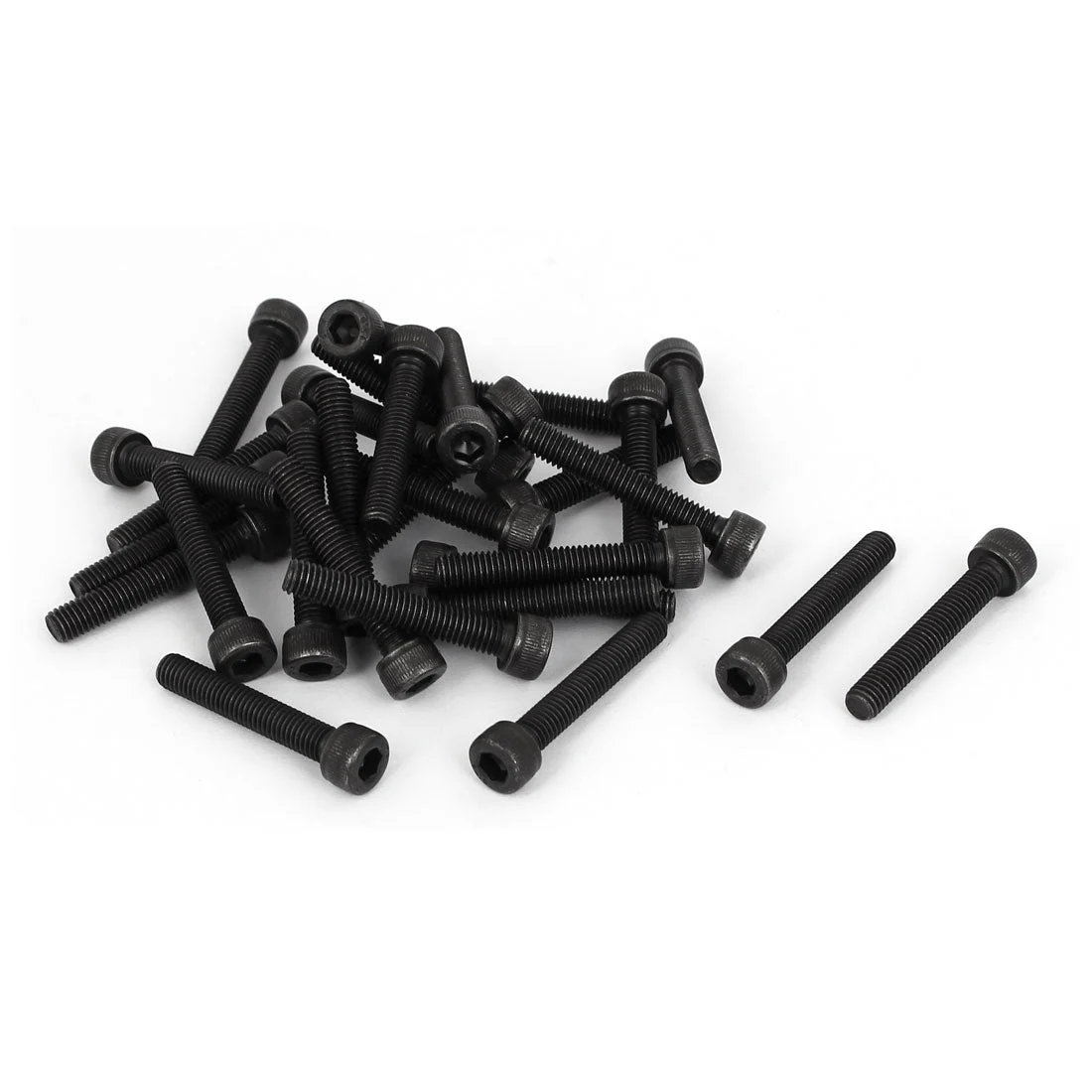 35mm Length M5 x 30mm Thread Hex Socket Head Cap Screws Bolts Black 30 Pcs