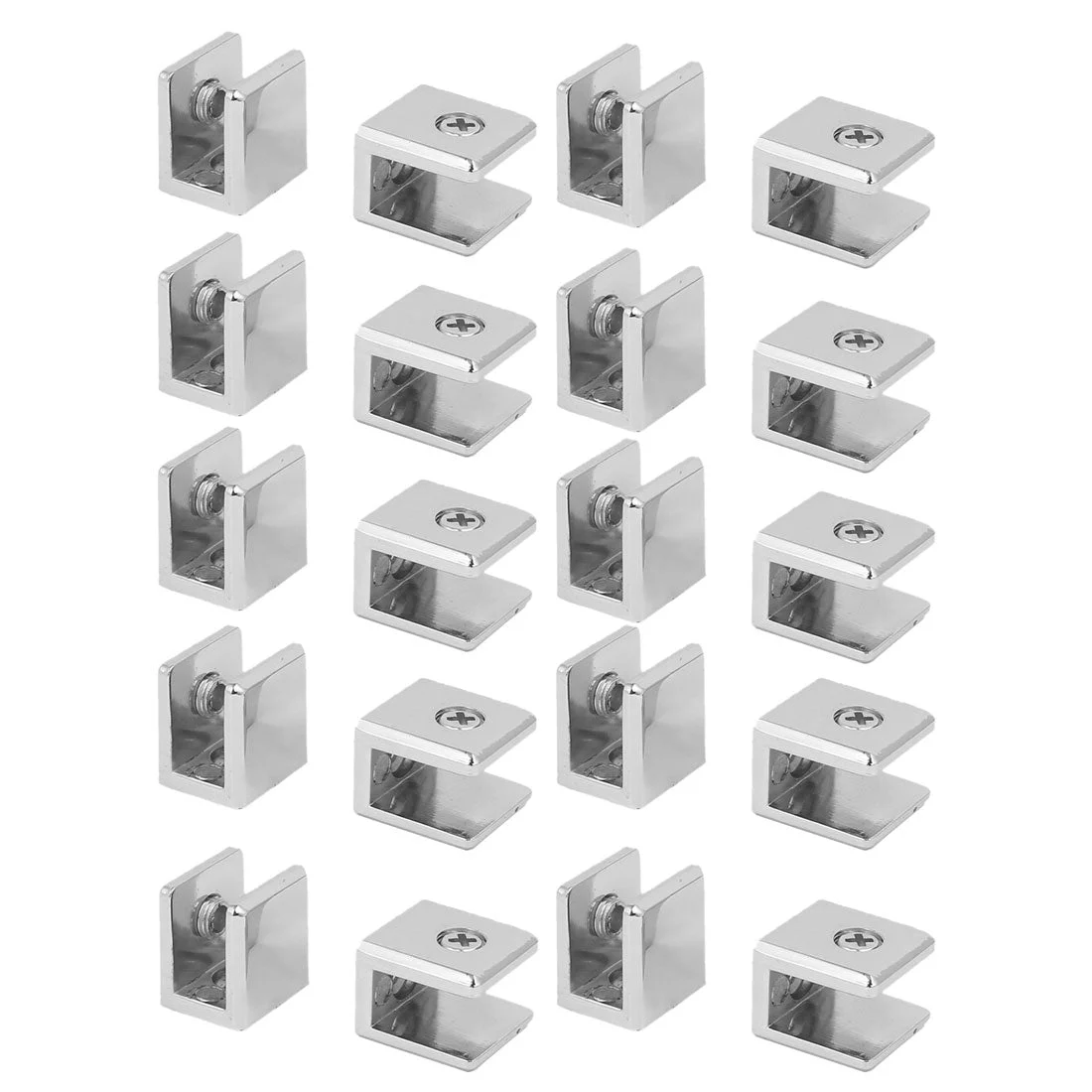 Uxcell Glass Shelf Bracket Adjustable Zinc Alloy Door Cabinet Clamp Clip Holder for 8-10mm Thickness 20pcs