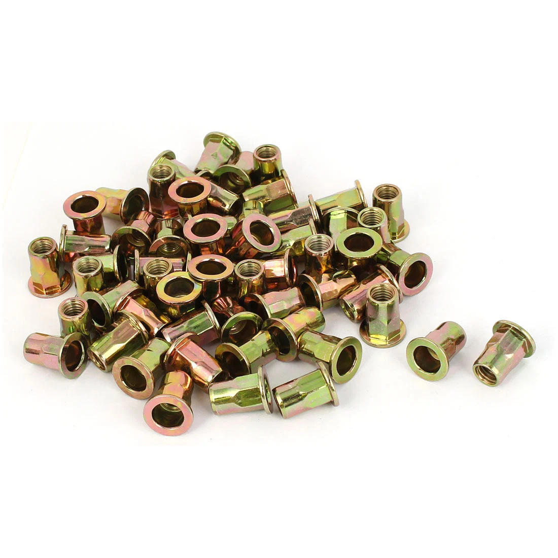M8 x 19mm Flat Head Half Hex Body Insert Blind Rivet Nut Fastener 50pcs