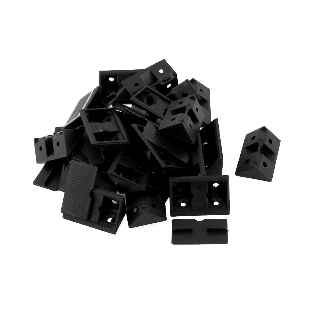Cabinet Plastic Shelf Corner Brace Joint Bracket Black 42mmx29mmx15mm 20pcs