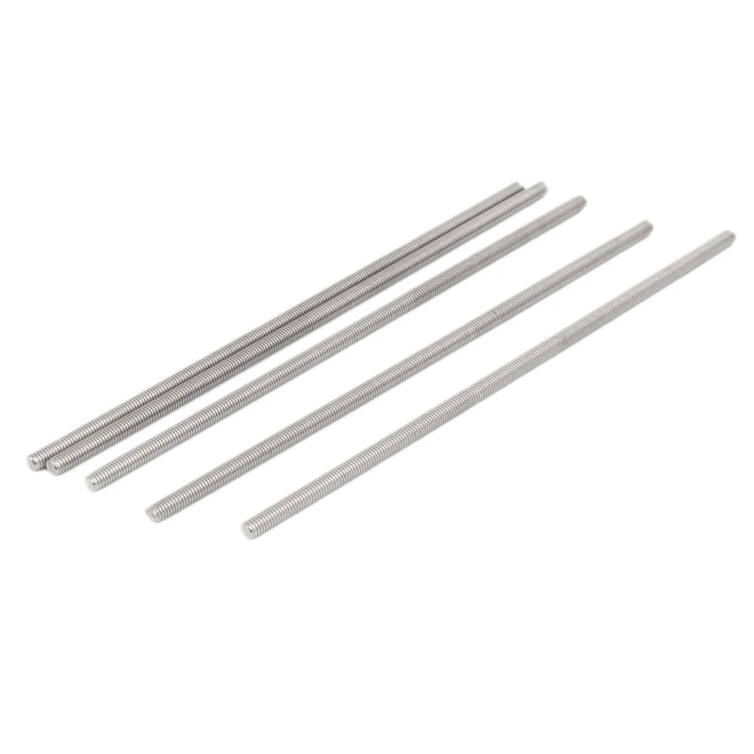 M5 x 180mm 304 Stainless Steel Fully Threaded Rod Bar Studs Silver Tone 5 Pcs