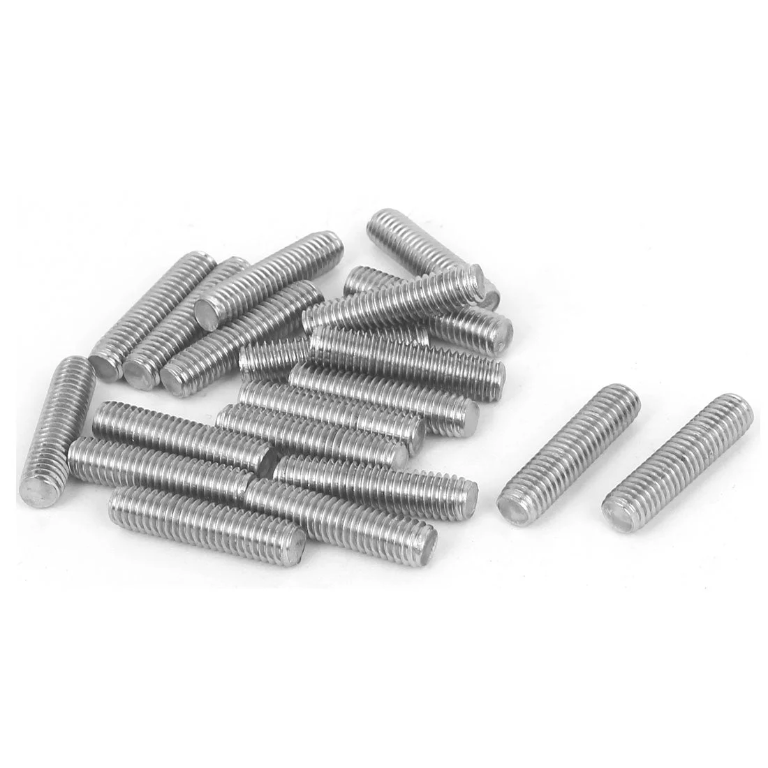 20pcs M6 x 25mm Fully Threaded 304 Stainless Steel Rod Bar Studs Silver Tone