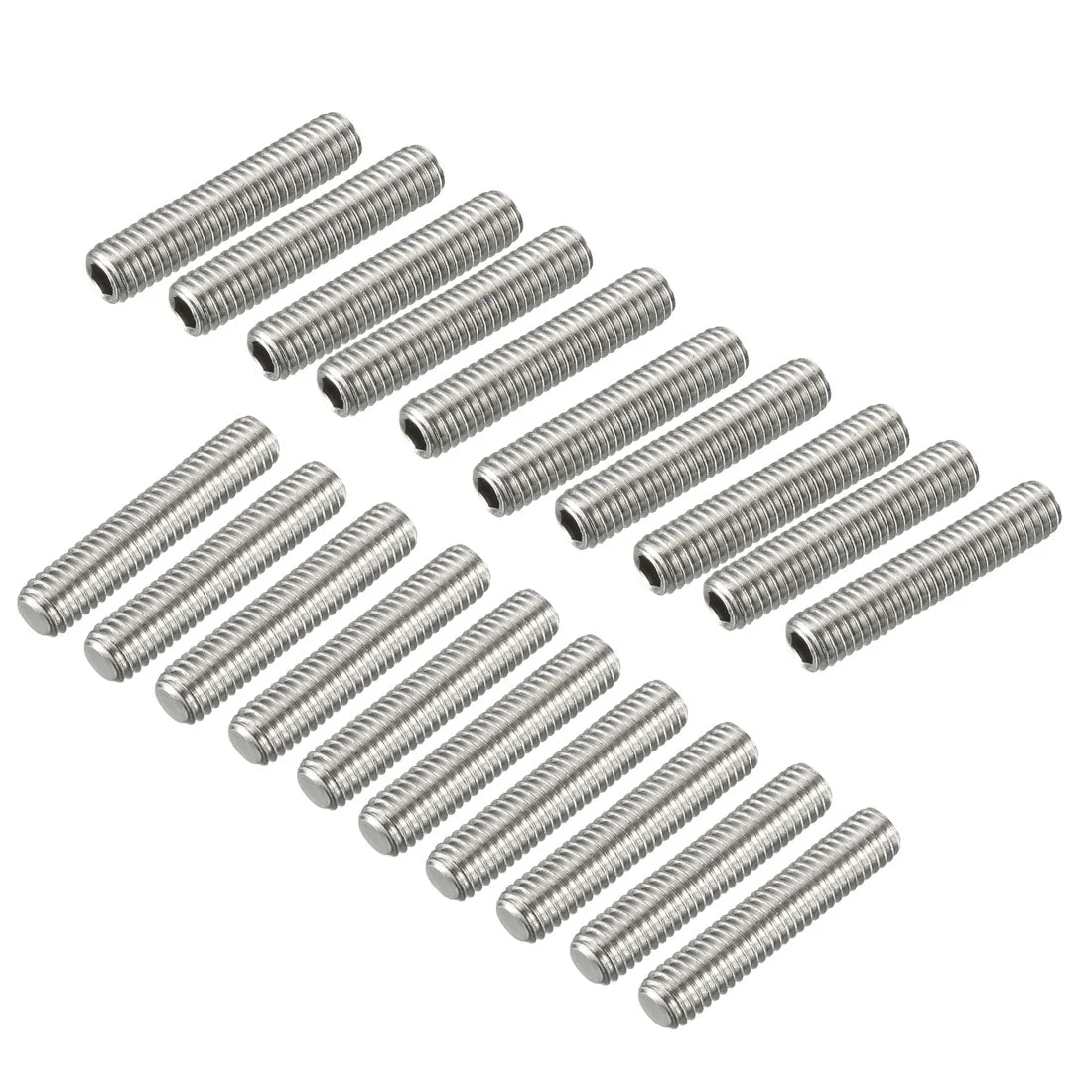 M6 x 30mm Fully Male Threaded 304 Stainless Steel Rod Bar Studs 20 Pcs