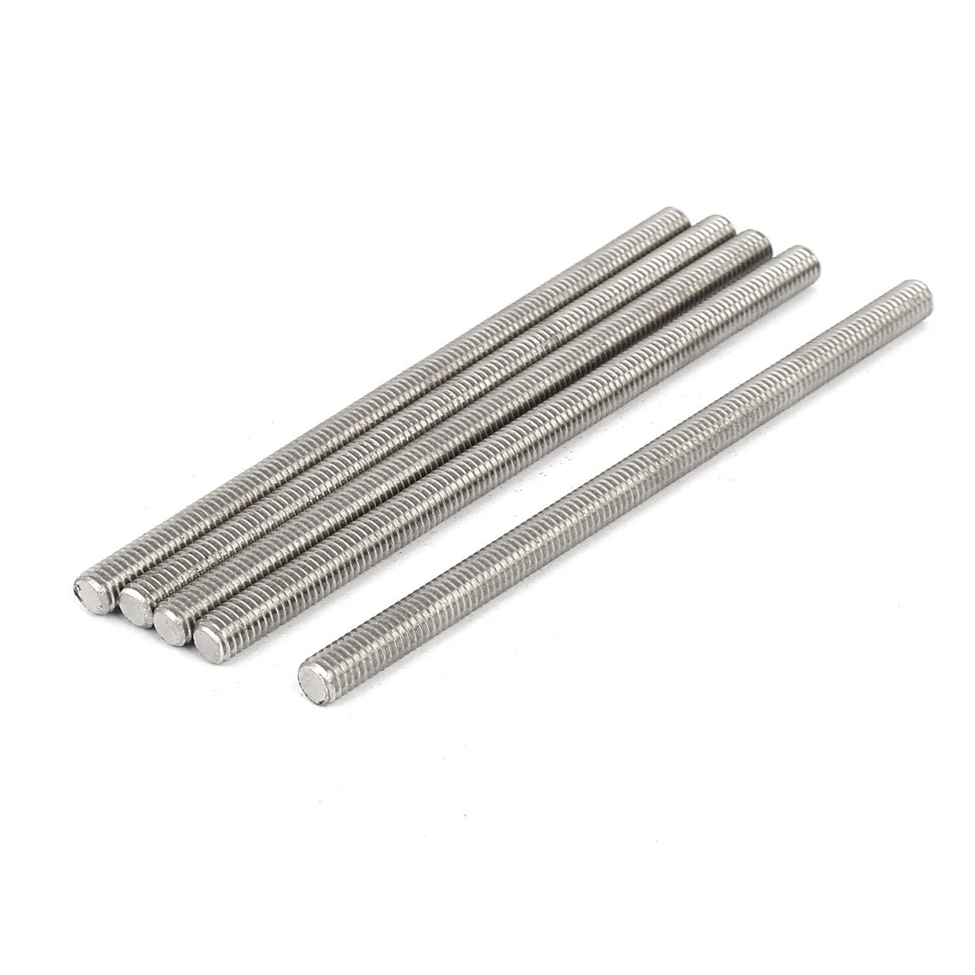 M6 x 110mm 304 Stainless Steel Fully Threaded Rod Bar Studs Silver Tone 5 Pcs