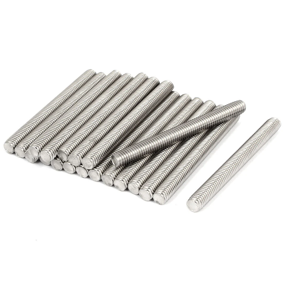 M8 x 80mm 1.25mm Pitch 304 Stainless Steel Fully Threaded Rods Hardware 20 Pcs