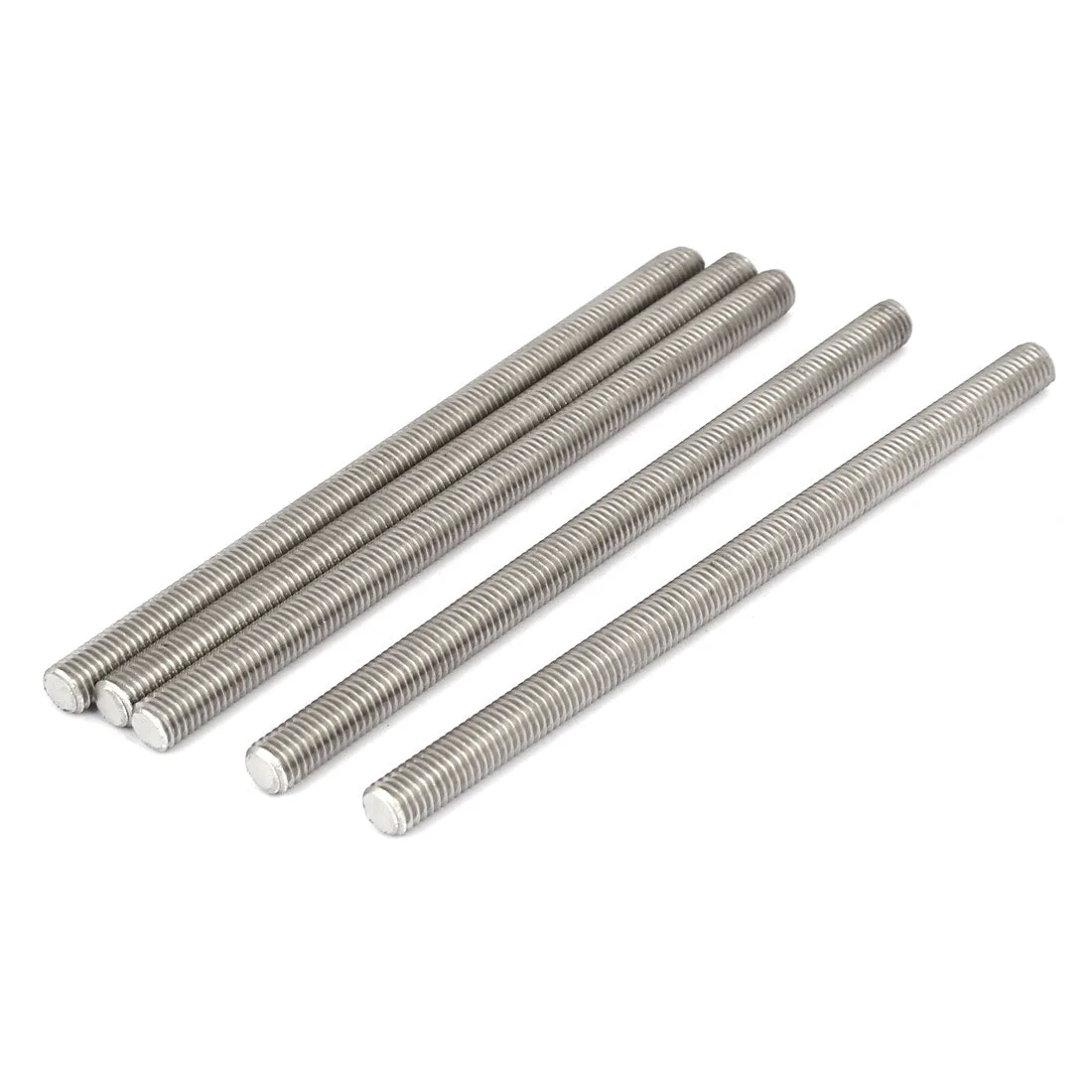 M8 x 140mm 304 Stainless Steel Fully Threaded Rods Fasteners Silver Tone 5 Pcs
