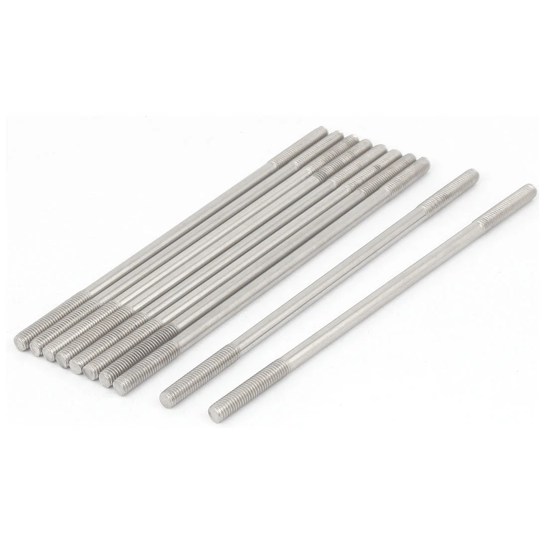 M5x130mm 304 Stainless Steel Double End Threaded Stud Screw Bolt 10pcs