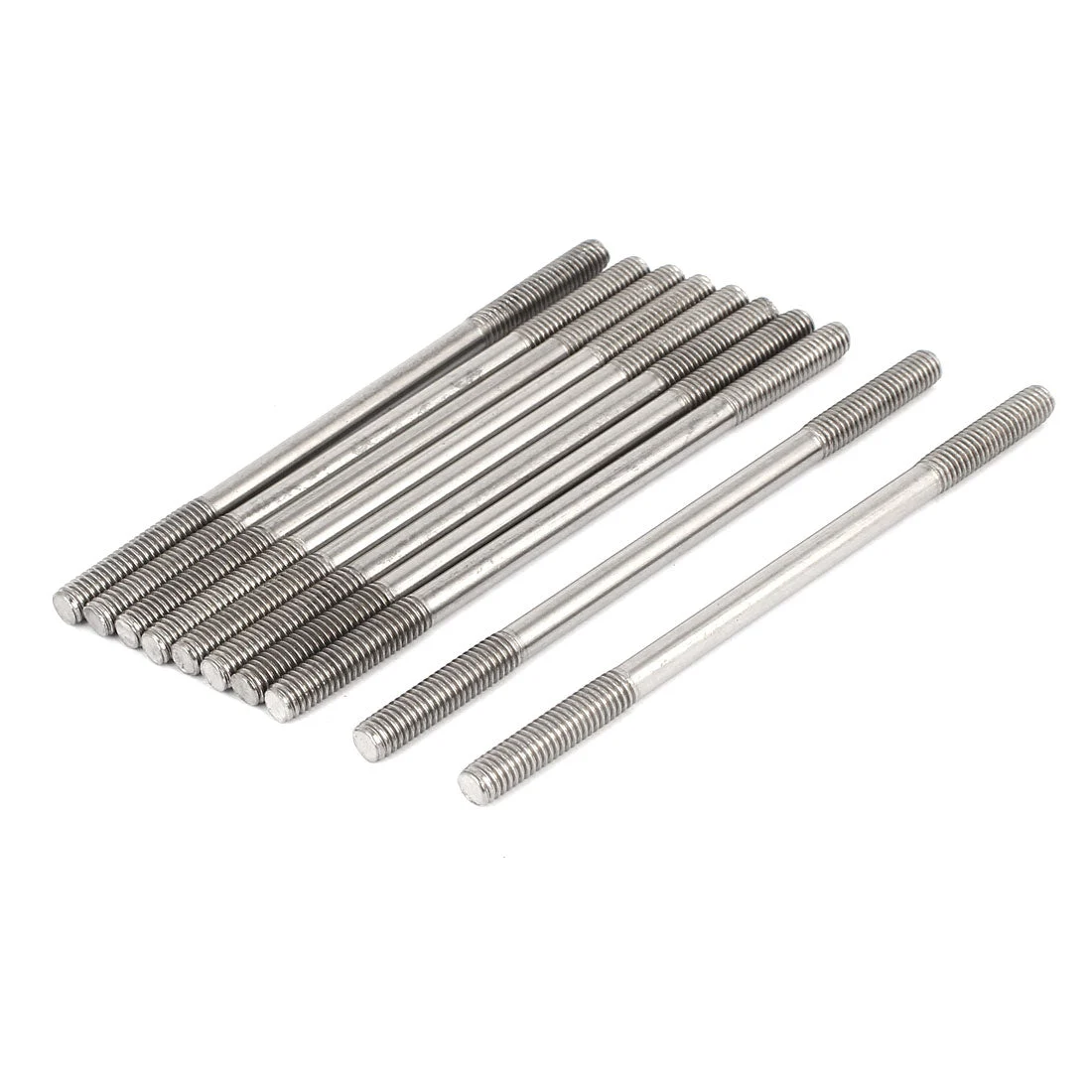 M6x110mm 304 Stainless Steel Double End Threaded Stud Screw Bolt 10pcs