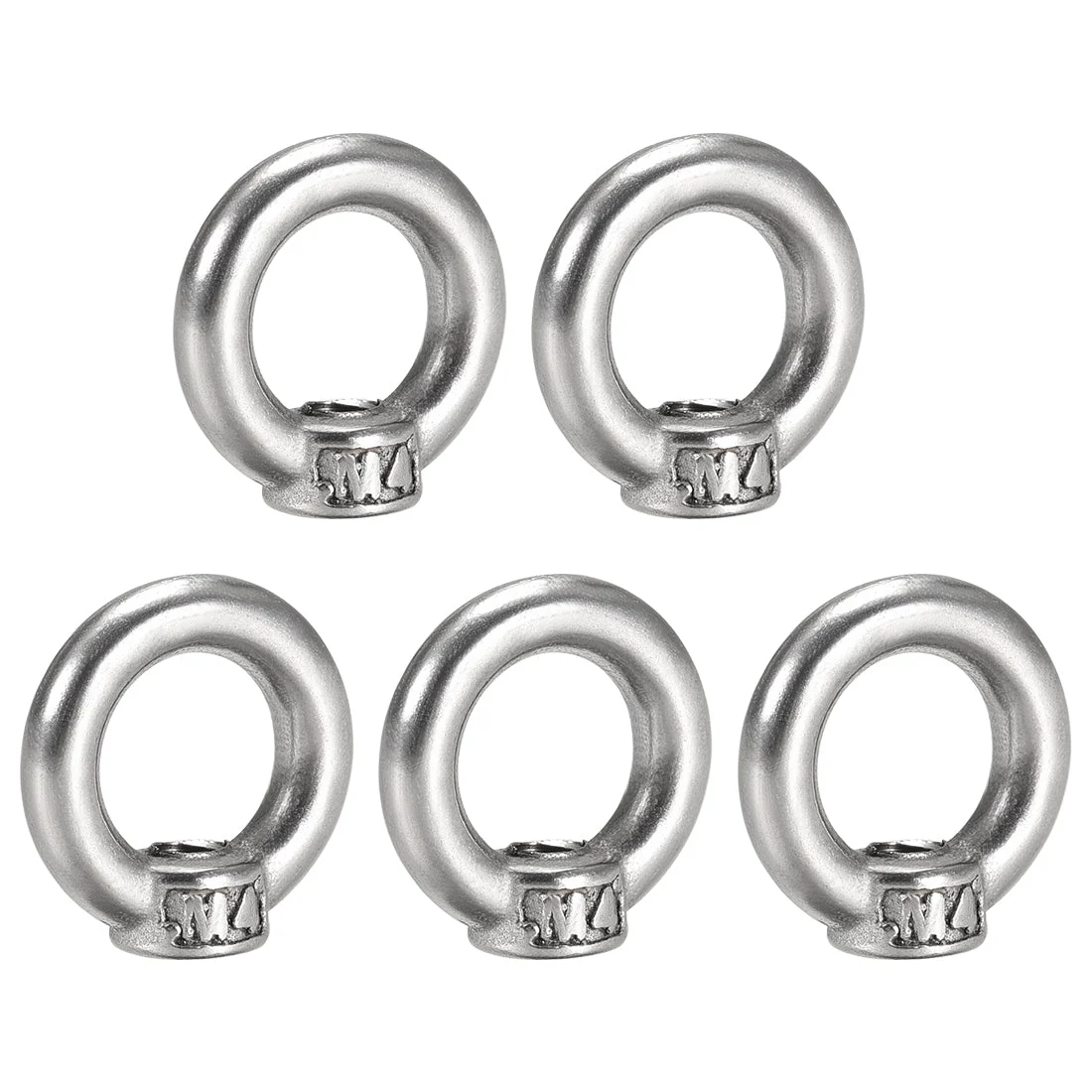 M4 Thread Dia 304 Stainless Steel Ring Shape Eyed Bolt Lifting Eye Nut 5PCS