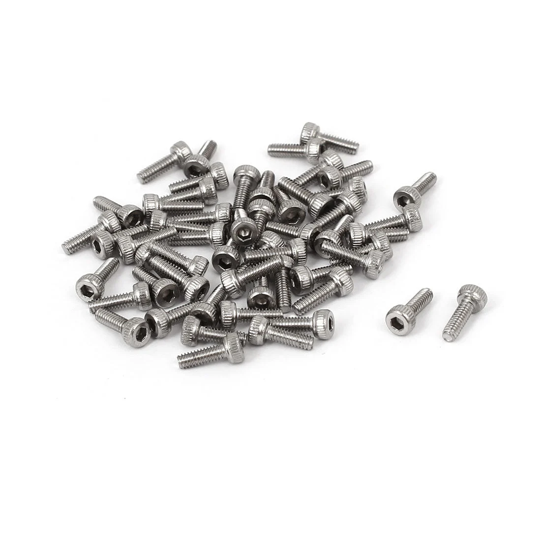 M2 x 6mm 0.4mm Pitch 304 Stainless Steel Hex Socket Head Cap Screw DIN912 55pcs