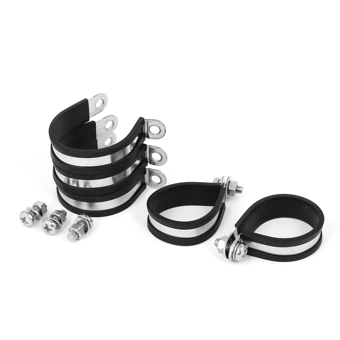 35mm 304 Stainless Steel EPDM Rubber Lined P Clips Cable Mounting Hose Pipe Clamp 5pcs