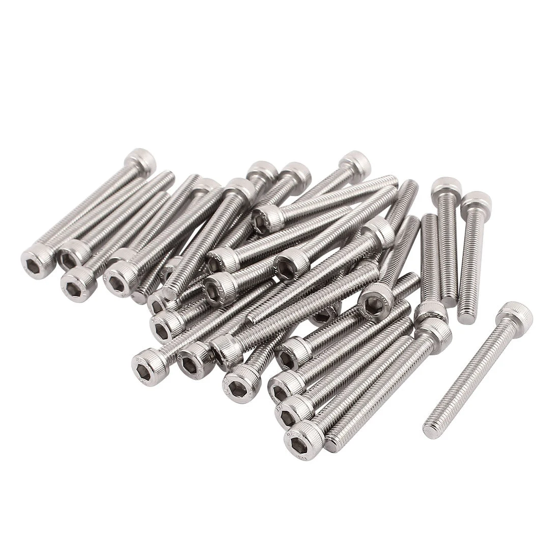 M5x40mm Thread 304 Stainless Steel Hex Socket Head Cap Screw Bolt DIN912 35pcs