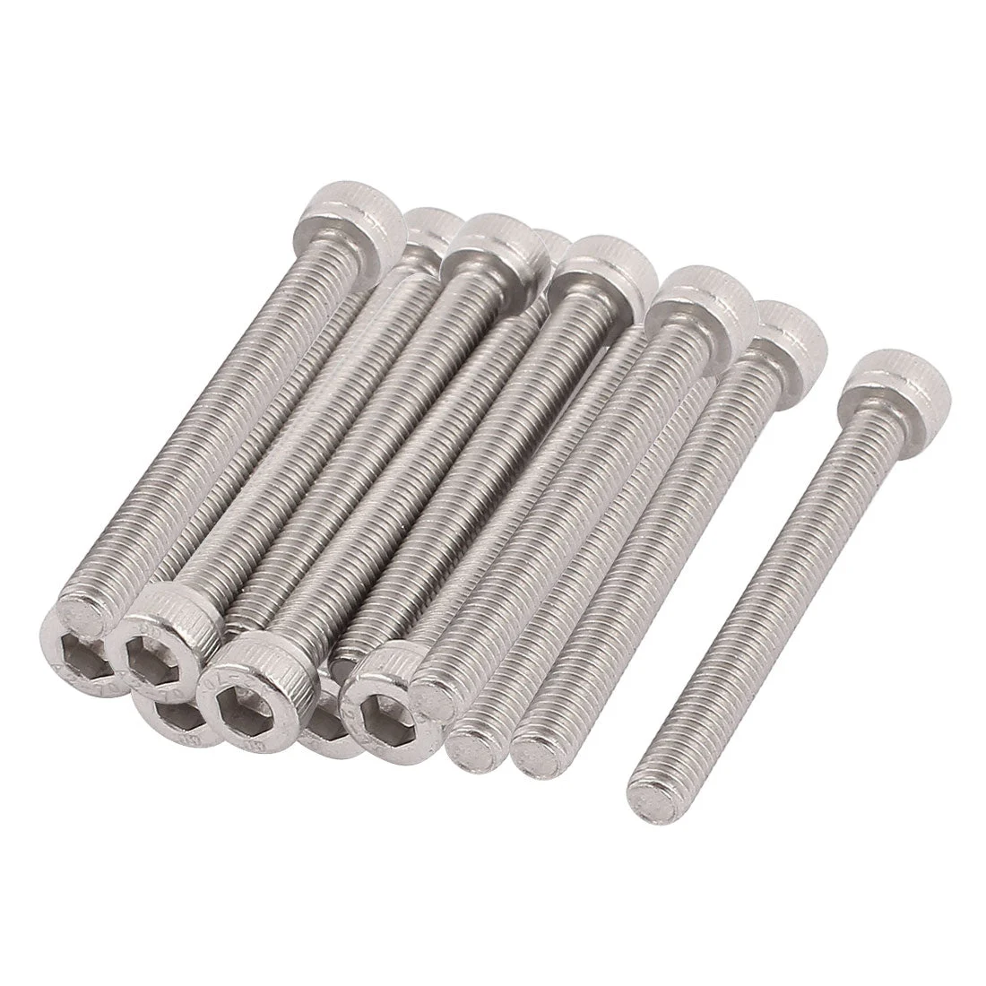 M5x45mm Thread 304 Stainless Steel Hex Socket Head Cap Screw Bolt DIN912 15pcs