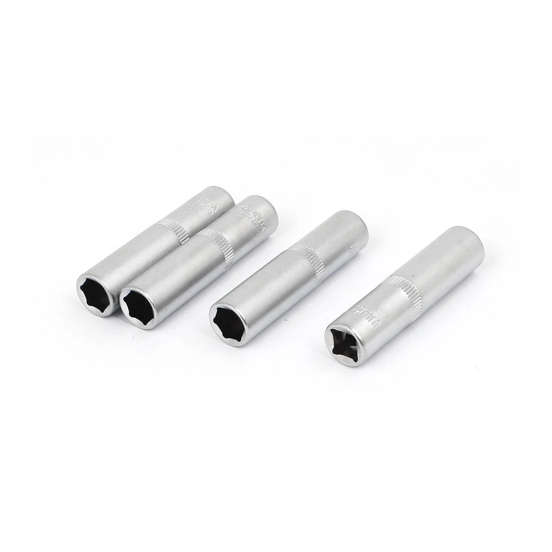 1/4" Square Drive 8mm Metric 6 Point Hex Socket Silver Tone 4pcs