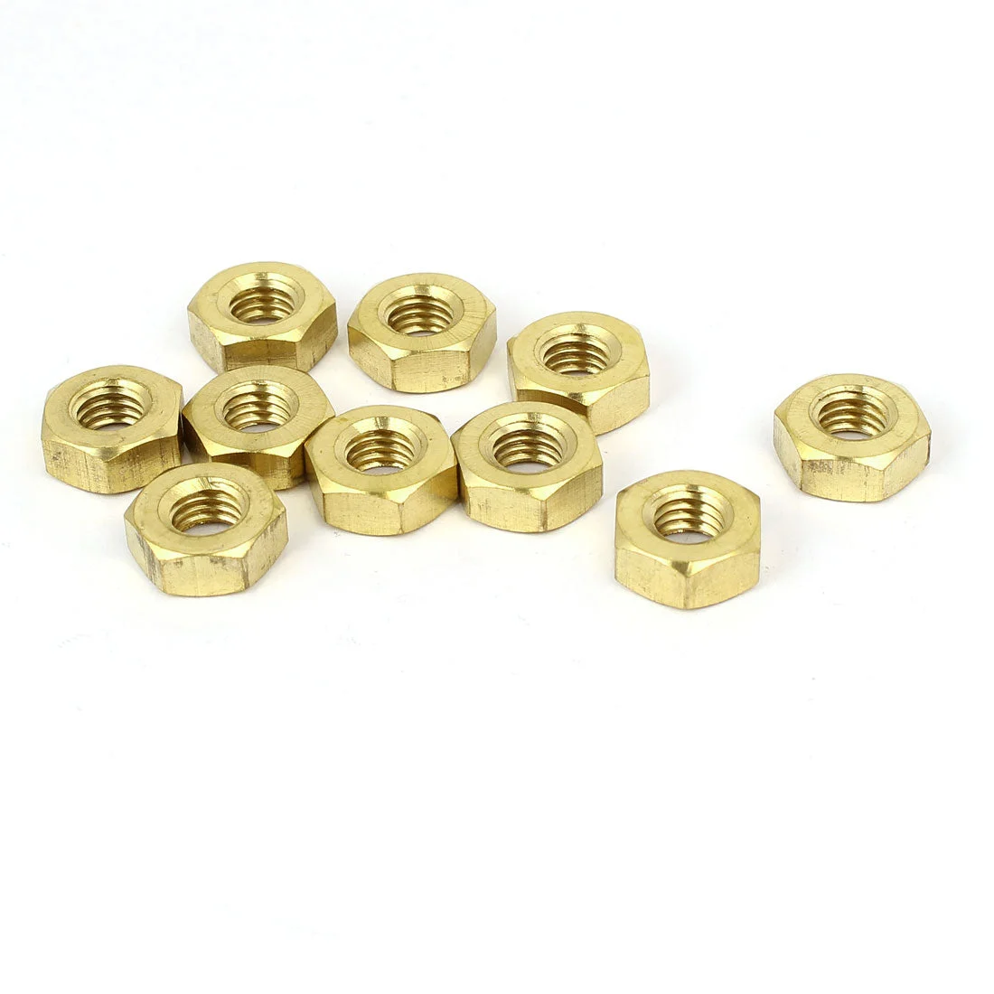 M8 Brass Finished Metric Hex Nut Fastener Brass Tone 10pcs