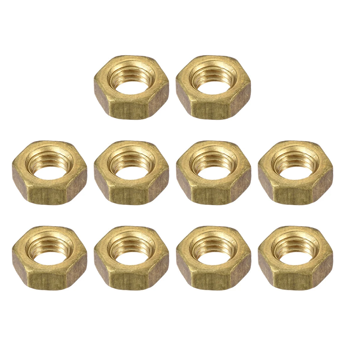 M6 Brass Finished Metric Hex Nut Fastener Brass Tone 10pcs